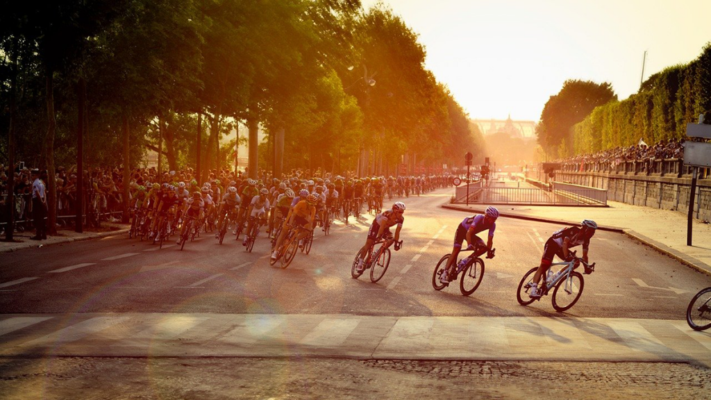 The Tour de France crash caused by a fan took place on a crowded road like this.